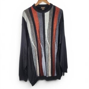 1990s Fusion Vintage Crew Neck Textured Sweater in Black Size XL